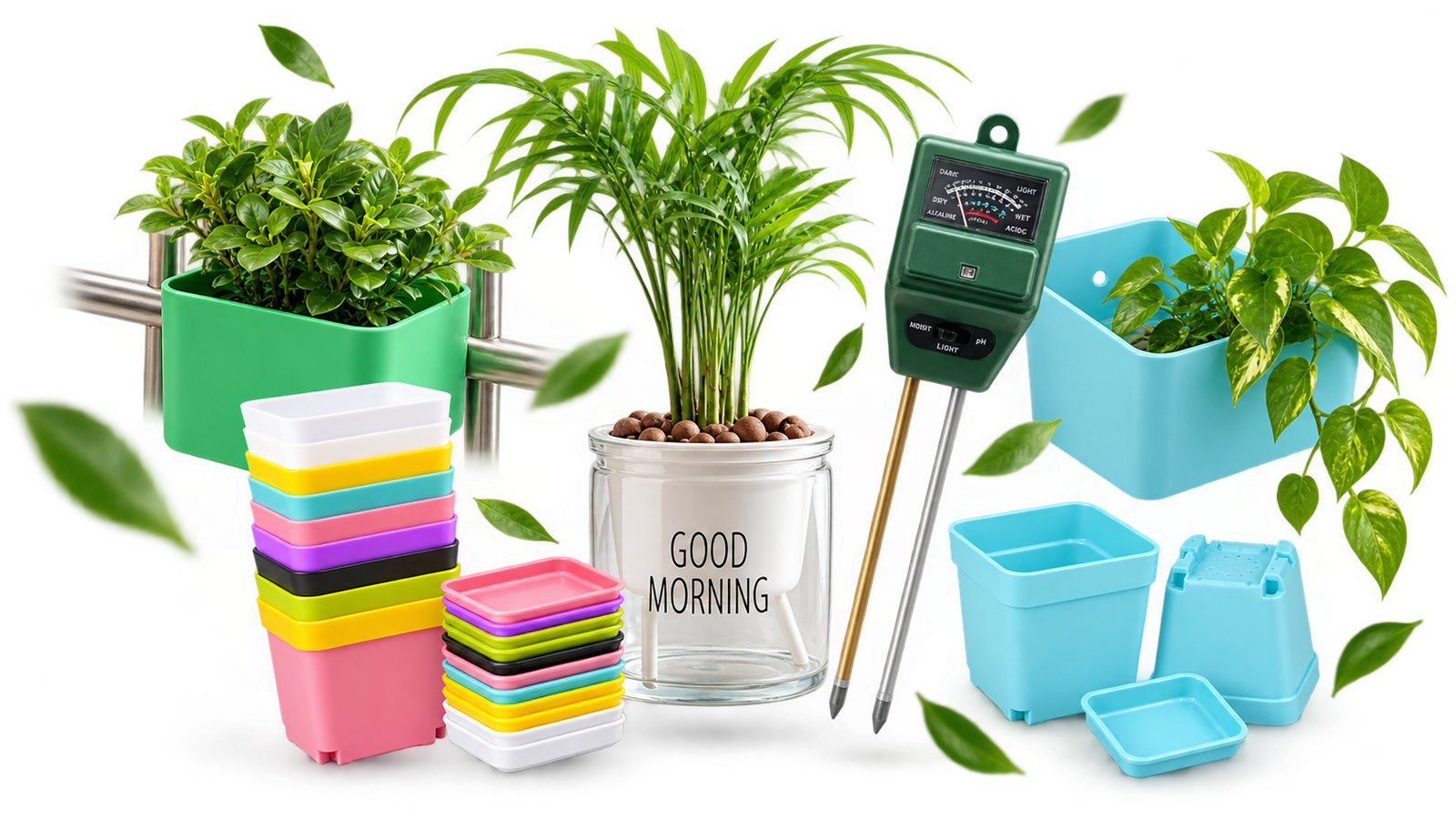 Watering plants in a home garden